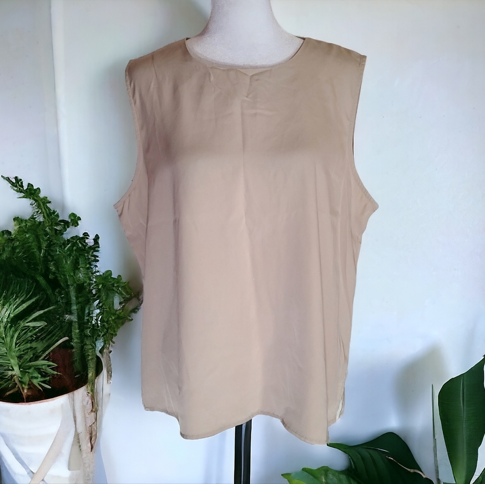 Notations Women's Tan Sleeveless Casual Top Size XL